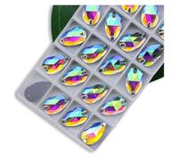 Hotfix Rhinestones All Size Sew On Rhinestone Colors Crystal AB Popular Drops On Stones 2 Holes Clothes DIY Make Wedding Dress Shoes(Crystal AB,11x18mm 28pcs)
