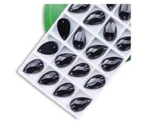 Hotfix Rhinestones All Size Sew On Rhinestone Colors Crystal AB Popular Drops On Stones 2 Holes Clothes DIY Make Wedding Dress Shoes Decorative Rhinestones(Jet,10x14mm 36pcs)