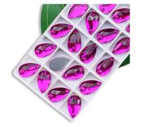 Hotfix Rhinestones All Size Sew On Rhinestone Colors Crystal AB Popular Drops Sew On Crystal Stones 2 Holes Clothes DIY Make Wedding Dress Shoes(Rose red,13x22mm 20pcs)