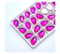 Hotfix Rhinestones All Size Sew On Rhinestone Colors Crystal AB Popular Drops Sew On Crystal Stones 2 Holes Clothes DIY Make Wedding Dress Shoes(Rose red AB,10x14mm 36pcs)