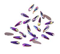 Hotfix Rhinestones Crystal AB Raindrop Non Hotfix Rhinestones Glue On Flat Back Nail Art Crystals for DIY Manicure(144Pcs,2x6mm)