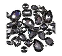 Hotfix Rhinestones Glitter Mixed Shape Glass Rhinestones for Clothes Pink Flatback Craft Gems Crystal Sew On Rhinestone with Claw 50PCS/Pack(Z004-MIX-50)