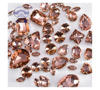Hotfix Rhinestones Glitter Mixed Shape Glass Rhinestones for Clothes Pink Flatback Craft Gems Crystal Sew On Rhinestone with Claw 50PCS/Pack(Z009-MIX-50)
