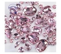 Hotfix Rhinestones Glitter Mixed Shape Glass Rhinestones for Clothes Pink Flatback Craft Gems Crystal Sew On Rhinestone with Claw 50PCS/Pack(Z013-MIX-50)