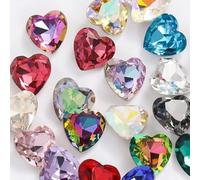 Hotfix Rhinestones,Heart Rhinestone Jewelry Gemstones Plated K9 Glass Crystal Sapphire Stone Nail Art Sticker Strass Heart Charms(Multi Colored,8 mm 20PCS)