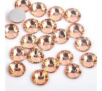 Hotfix Rhinestones Light PinkRose Glass 3D Nail Art Rhinestones ss3 ss4 ss5 ss6 ss8 ss10 ss12 ss16 ss20 ss30 Crystal Nails Non HotFix Decorations(Light Peach,SS10 1440pcs)