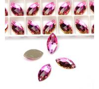 Hotfix Rhinestones Navette Button Rose Crystals Rhinestone Flatback Sewing 2 Holes NO Hotfix Rhinestones for DIY Garment Wedding Dress(9x18mm-24pcs)