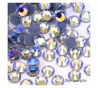 Hotfix Rhinestones SS6-SS30 Multi-Color Crystal AB Hot Fix Rhinestone Super Glitter Strass Iron On Rhinestones for Nail Art Fabric Garment(Sky Purple,SS12-1440Pcs)