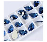 Hotfix Rhinestones Teardrop Sew-on Rhinestones Glass Crystal Stone Sewing Embroidery Clothes Accessories Stones for DIY Wedding Dress Decor Decorative Rhinestones(Sapphire,17x28mm 6Pcs)