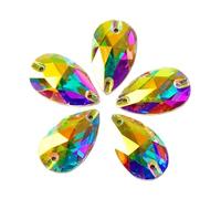 Hotfix Rhinestones Teardrop Sew-on Rhinestones Glass Crystal Stone Sewing Embroidery Clothes Accessories Stones for DIY Wedding Dress Decor(Crystal AB,17x28mm 6Pcs)