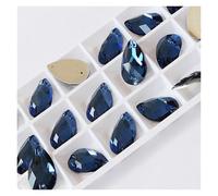 Hotfix Rhinestones Teardrop Sew-on Rhinestones Glass Crystal Stone Sewing Embroidery Clothes Accessories Stones for DIY Wedding Dress Decor Decorative Rhinestones(Montana,17x28mm 24Pcs)