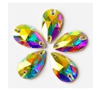 Hotfix Rhinestones Teardrop Sew-on Rhinestones Glass Crystal Stone Sewing Embroidery Clothes Accessories Stones for DIY Wedding Dress Decor Decorative Rhinestones(Crystal AB,17x28mm 6Pcs)