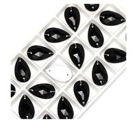 Hotfix Rhinestones Teardrop Sew-on Rhinestones Glass Crystal Stone Sewing Embroidery Clothes Accessories Stones for DIY Wedding Dress Decor Decorative Rhinestones(Jet,17x28mm 6Pcs)