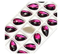 Hotfix Rhinestones Teardrop Sew-on Rhinestones Glass Crystal Stone Sewing Embroidery Clothes Accessories Stones for DIY Wedding Dress Decor Decorative Rhinestones(Amethyst,17x28mm 24Pcs)