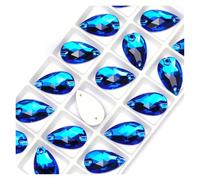 Hotfix Rhinestones Teardrop Sew-on Rhinestones Glass Crystal Stone Sewing Embroidery Clothes Accessories Stones for DIY Wedding Dress Decor(Capri Blue,17x28mm 6Pcs)