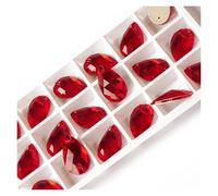 Hotfix Rhinestones Teardrop Sew-on Rhinestones Glass Crystal Stone Sewing Embroidery Clothes Accessories Stones for DIY Wedding Dress Decor Decorative Rhinestones(Light Siam,17x28mm 24Pcs)