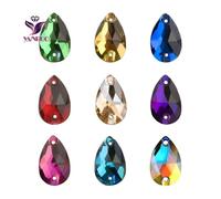 Hotfix Rhinestones Teardrop Sew-on Rhinestones Glass Crystal Stone Sewing Embroidery Clothes Accessories Stones for DIY Wedding Dress Decor Decorative Rhinestones(Light Peach,17x28mm 24Pcs)