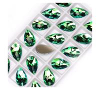 Hotfix Rhinestones Teardrop Sew-on Rhinestones Glass Crystal Stone Sewing Embroidery Clothes Accessories Stones for DIY Wedding Dress Decor(Peridot,17x28mm 6Pcs)