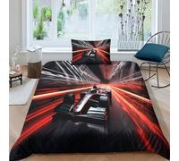 HOTGE Duvet Cover Set 3D Printed Bedding F1 Racing Car Bedding Set with Pillowcases Soft Microfiber Sports Car Quilt Cover for Kids Boys Girls Bedroom Decor Single（135x200cm）