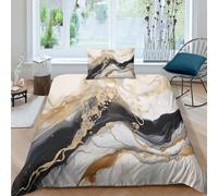 HOTGE Marble 3D Duvet Cover, Colourful Polycotton Bedding Sets, Easy Care Printed Quilt Covers With Pillow Case, Kids Girls Boys Bedroom Decor 3D Printed Bedspread Single(135x200cm)