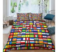 HOTGE World Country Flags 3 Pieces Duvet Cover Set Patchwork 3D Printed Bedding Quilt Cover with Zipper Closure for Girls Boys, Ultra Soft Microfiber Bedding Double（200x200cm）