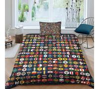 HOTGE World Country Flags Bedding Duvet Cover 3D Patchwork Printed Quilt Duvet Cover with Zipper Closure, Soft Microfiber Bedding For Adults And Children Single(135x200cm)