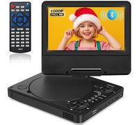 HotHat 9.5" Portable DVD Player for Kids & Car - 7.5" HD Swivel Screen, Bluetooth 5.3, 1080P Video Support, 5H Battery, Wireless Headphone Sync, Region-Free, 256GB USB/TF, Lightweight Travel Companion
