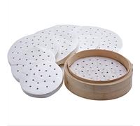 Hothotgirl Pack of 250 Dim Sum Paper as Underlay for Bamboo Steamer, Hot Air Fryer, Steamer Airfryer Liners, Non-Stick Coating, Round Baking Paper, Perforated Bamboo Paper, 10 Inches/25.4 cm