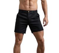 HOTIAN Men's Shorts, Men's Chino Shorts, Summer Shorts, Breathable Bermuda Shorts, 6 Inch Inseam, Flat Stretch Short, black, XL