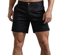 HOTIAN Men's Shorts, Men's Chino Shorts, Summer Shorts, Breathable Bermuda Shorts, 6 Inch Inseam, Flat Stretch Short, black, M