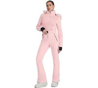 HOTIAN Women's One-Piece Ski Suits, Ski Overall, Waterproof, Windproof, Women's Snowsuit, Warm Winter Jumpsuit, Snowboard Ski Suit with Hood, pink, L