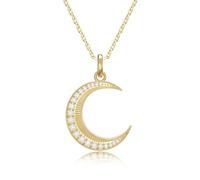 HOTIE Moon Necklace for Women Sterling Silver Crescent Moon Pendant with 16K Gold Plated Jewelry Gift for Her Birthday Anniversary