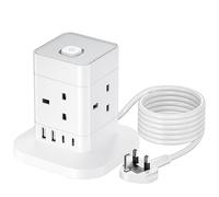 hotimy 5M Extension Lead with USB Slots,13A Cube Extension Lead with 2 USB A and 2 USB C Ports, 4 Way Plug Extension Socket with Switch Power Strip 5 Meters Long Extension Cord for Home Office