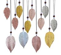 HotKrump Leaf Pendant Decoration Pack of 12 Hanging Decoration, Window Decoration, Hanging, Shimmer Leaf Decorative Hanger, Metal Decorative Pendant Leaf