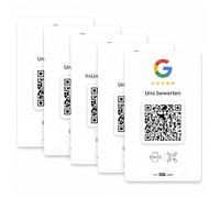 HotLabel Google Review Card Set of 5 - White - NFC & QR Code - 5 Independent Review Links (for 1-5 Stores) - Compatible with All Smartphones - No App, No Subscription