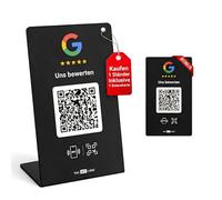 HotLabel Google Review Stand 1 Set + Bonus Google Review Tap Card 1 Set - Black - NFC & QR Code - 2 Independent Review Links (for 1-2 Stores) - No App, No Subscription