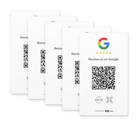 HotLabel Review Card 5-Pack - White - NFC Tap & QR Code - Includes 5 Independent Links (Supports 5 Different Stores or Same) - All Phones Compatible - No App/Subscription