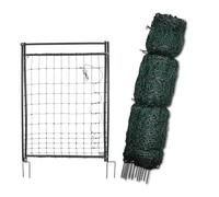 Hotline Electric Poultry Netting and Hot Gate, 25m x 110cm | Electrifiable Green Premium Net with Fibreglass Single Spike Posts Chicken Net Mesh