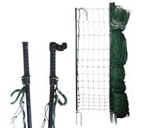 Hotline Electric Poultry Netting and Hot Gate, 25m x 145cm | Extra Tall Electrifiable Green Premium Net with Extra Thick Double Spike Posts Chicken Net Mesh Fencing