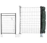 Hotline Electric Poultry Netting and Hot Gate, 50m x 120cm | Extra Tall Electrifiable Green Premium Net with Fibreglass Double Spike Posts Chicken Net Mesh Fencing