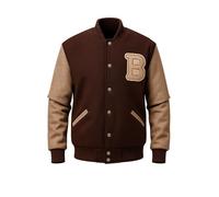 Hotline Miami Jacket Bomber Varsity Brown Racing Wool Letterman B Patch Jacket, Brown, M