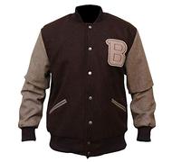 Hotline Miami Jacket Bomber Varsity Brown Racing Wool Letterman B Patch Jacket, Brown, XL