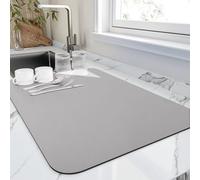 HotLive Dish Drying Mat for Kitchen Counter, Heat Resistant Drainer Mats with Non-slip Rubber Backed, Hide Stain Kitchen Super Absorbent Draining Mat, Easy to Clean Dish Rack Pad, Grey 16"x20"