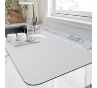 HotLive Dish Drying Mat for Kitchen Counter, Heat Resistant Drainer Mats with Non-slip Rubber Backed, Hide Stain Kitchen Super Absorbent Draining Mat, Easy to Clean Dish Rack Pad, Light Grey 16"x18"