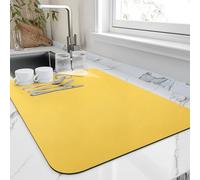 HotLive Dish Drying Mat for Kitchen Counter, Heat Resistant Drainer Mats with Non-slip Rubber Backed, Hide Stain Kitchen Super Absorbent Draining Mat, Easy to Clean Dish Rack Pad, Yellow 16"x20"