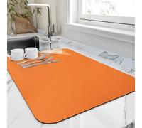 HotLive Dish Drying Mat for Kitchen Counter, Heat Resistant Drainer Mats with Non-slip Rubber Backed, Hide Stain Kitchen Super Absorbent Draining Mat, Easy to Clean Dish Rack Pad, Orange 18"x32"