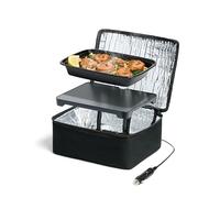 HOTLOGIC Mini Portable Electric Lunch Box - Innovative Food Warmer and Heated Lunch Box for Adults Car/Home - Easily Cook, Reheat, and Keep Your Food Warm - Black (12V)