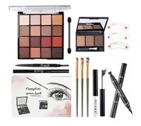 HOTMAIG - All in one makeup set for girls: 16 colors eyeshadow palette, 3 makeup brushes, waterproof