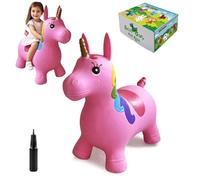 HotMax Bouncy Horse, Pink Unicorn Bouncer, Inflatable Plush Bouncy Animals Hopper for Toddlers, Waddle Unicorn Ride on Rubber Jumping Toys Baby First Birthday Gift 18 Month 2 3 4 Year Old Kid