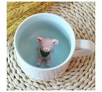 Hotmiss Pig Ceramic Cup Hidden 3D Animal Inside Mug,Cute Cartoon Handmade Figurine Mugs,Holiday and Birthday Gift for Coffee Milk Tea Lovers,12 OZ (Pig)